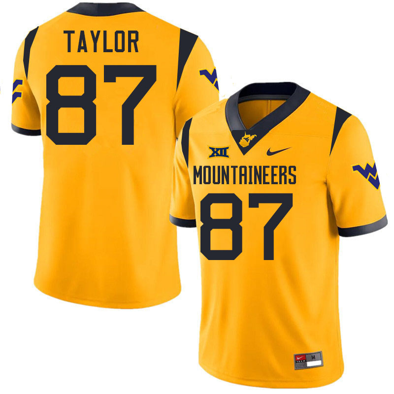 Kole Taylor WVU Jersey,West Virginia Mountaineers #87 Kole Taylor Jersey Youth College-Gold